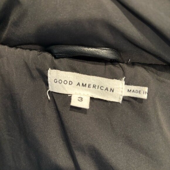 Good American Size 3 Large Faux Leather Cocoon Puffer Jacket - Picture 9 of 9